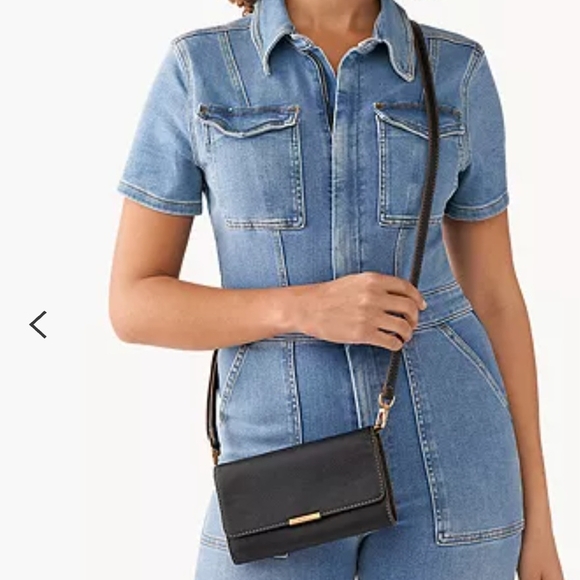 Fossil Black Jori Wallet Crossbody Bag Pebbled Leather Purse SHB3155001 NWT - Picture 2 of 9